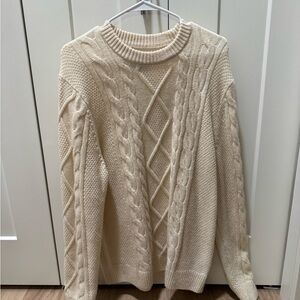 Abercrombie & Fitch Cream Cable Knit Crewneck Sweater